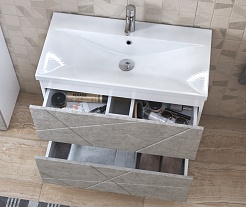 Vigo Мебель для ванной Geometry 2-700 белая/бетон – фотография-6