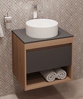 Teymi Тумба с раковиной Ritta 55 дуб эврика/графит матовый подвесная T60523 раковина T50106