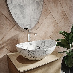 Teymi Раковина накладная в ванную Lori 60 белый мрамор T50498 – фотография-9