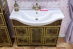 Sanflor Мебель для ванной Адель 100 венге, патина золото – фотография-9