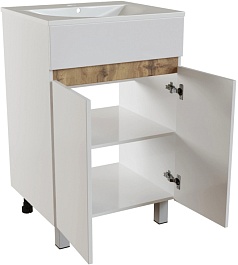 Mixline Тумба под раковину Брикс 50 2 створки белая/дуб вотан – фотография-2