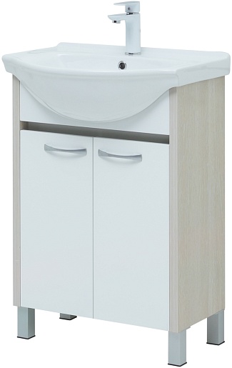 Aquanet Тумба с раковиной Донна 60 белый дуб/белая – фотография-4