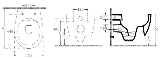Allen Brau Унитаз подвесной Fantasy 4.11004.31 чёрный матовый с крышкой 4.11005.31 – фотография-8
