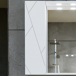 Бриклаер Мебель для ванной Кристалл 60 с зеркалом со шкафчиком белая – фотография-6