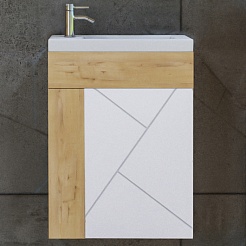 Бриклаер Тумба под раковину Кристалл 40 белая/дуб бунратти – фотография-1