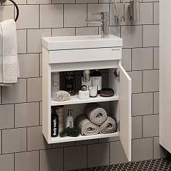 Onika Тумба с раковиной Милтон 45 R подвесная белая – фотография-3