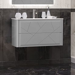 Opadiris Тумба с раковиной Луиджи 90 подвесная серая матовая – фотография-2