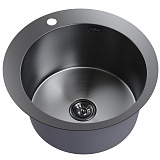 Mixline Мойка настольный монтаж D50 (3,0) выпуск 3 1/2 круглая чёрный графит