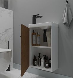 Зов Тумба под раковину Монови Слим 40 подвесная белая/тростник – фотография-2