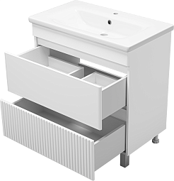 Misty Тумба с раковиной Мира 80 белая матовая – фотография-4