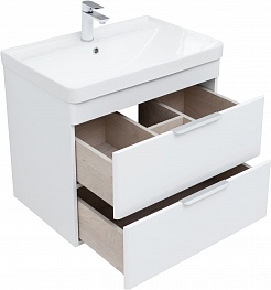 Aquanet Мебель для ванной Ирис New 70 2 ящика подвесная белая глянцевая – фотография-11