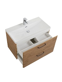 BelBagno Тумба с раковиной Due 80 подвесная Rovere Nature ручки Матовый тёмный никель – фотография-10