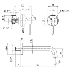 Paini Смеситель для раковины Cox 78CR208 встраиваемый, хром – фотография-7