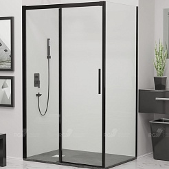 RGW Душевой уголок Leipzig LE-41-1B (LE-12B + Z-060-2B) 190x90 профиль черный стекло прозрачное – фотография-1