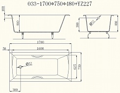 Castalia Чугунная ванна "Prime" 170x75x48 с ручками – фотография-2