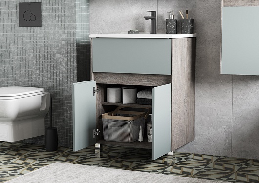 Акватон Тумба под раковину Форест 60 дуб рошелье/сумеречный голубой – фотография-6