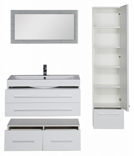 Aquanet Тумба подкатная "Нота 100" белая – фотография-10