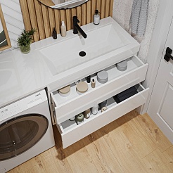 Vivon Тумба с раковиной под стиральную машину Donna 150 подвесная белый глянец – фотография-14