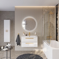 Cezares Тумба с раковиной Eco Cer-N 80 bianco opaco CZR-8073-80 ручки сатиновое золото – фотография-2