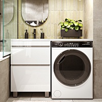 Vivon Тумба с раковиной под стиральную машину Harper 120L напольная белый глянец