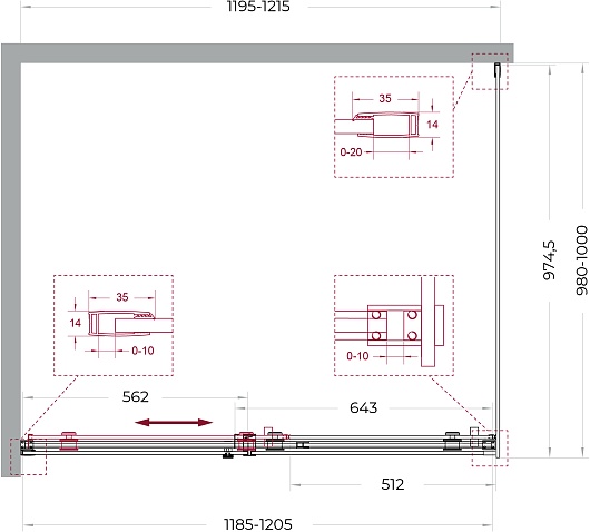 BelBagno Душевой уголок Soft Close-2 SOFT_CLOSE-2-AH-1-120/100-C-GM 120x100 профиль оружейная сталь стекло прозрачное – фотография-12