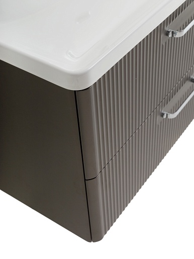 BelBagno Тумба с раковиной Due 80 подвесная Оружейная сталь ручки Хром полированный – фотография-6