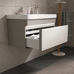 Equil Тумба под раковину Elegante 80 1 ящик подвесная амарок/белая – фотография-5