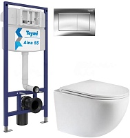 Teymi Унитаз подвесной Lina S T40102 с инсталляцией Aina 1220067 с кнопкой Aina T70012CH
