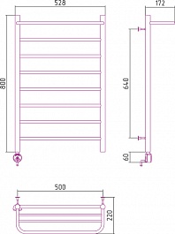 Стилье Полотенцесушитель электрический Формат 20 ТЛ 800х500 – фотография-2