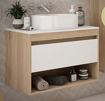 Teymi Тумба с раковиной Ritta 85 дуб эврика/белый матовый T60531 раковина T50606