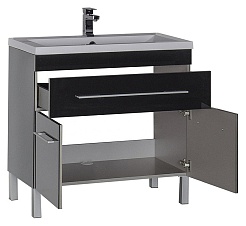 Aquanet Мебель для ванной Верона 100 черная, с ящиком, напольная (230321) – фотография-7