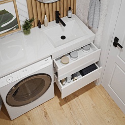 Vivon Тумба под раковину под стиральную машину Vivon Donna 120 подвесная белый глянец эмаль – фотография-16