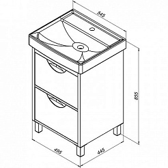 Aquanet Тумба с раковиной Гретта 55 new 2 ящика белый – фотография-6