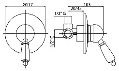 Cezares Смеситель VINTAGE-DIM-01-Sw-N для душа – фотография-2