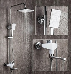 Frap Душевая стойка H58 F2458 хром/белая – фотография-2