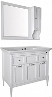 ASB-Woodline Мебель для ванной Гранда 105, белый (патина серебро), массив ясеня