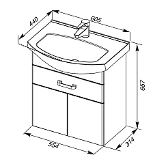 Aquanet Тумба с раковиной "Ирис 60" ящик – фотография-4