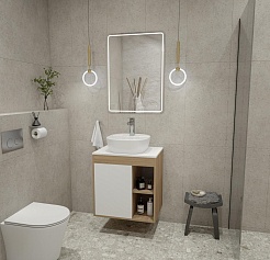 Teymi Тумба с раковиной Nura 70 дуб эврика/белый матовый T60528 раковина T50207 – фотография-2