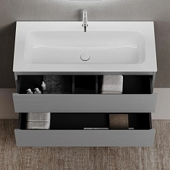 Sancos Тумба с раковиной Folk 100 ergraut soft раковина Grace 101 CN7013 – фотография-2