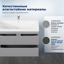 Aquanet Тумба с раковиной Джейн 2.0 100 Flash подвесная графит матовый – фотография-13