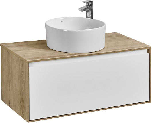 Акватон Мебель для ванной Либерти 90 Mila 40 белая/дуб эльвезия – фотография-2