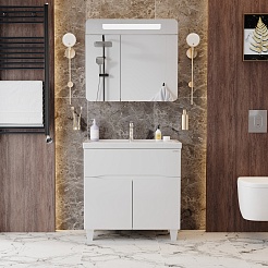 Onika Тумба с раковиной Стрим 80.12 (Como) белая – фотография-9