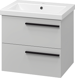 Misty Тумба с раковиной Ненси 60 подвесная серая матовая – фотография-2