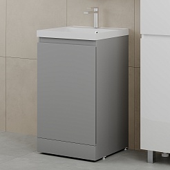 Style Line Тумба с раковиной Батлер 50 серая Люкс антискрейтч Plus – фотография-2