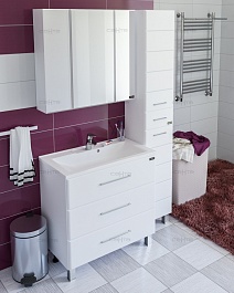 СанТа Мебель для ванной Омега 80 напольная, зеркало Стандарт – фотография-1