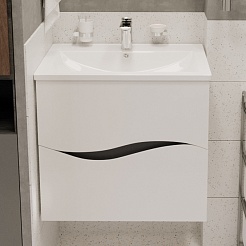 Mixline Тумба под раковину Лайф 60 подвесная белая – фотография-3