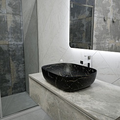 Teymi Раковина накладная Solli 50 Artceramic T50394 черный мрамор – фотография-8