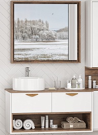 Brevita Мебель для ванной Bergen 105 подвесная дуб галифакс олово/белая – фотография-1