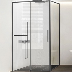 Vincea Душевой уголок Slim Soft 120x100 VSR-1SS1012CLGM профиль вороненая сталь стекло прозрачное – фотография-1