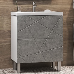 Vigo Мебель для ванной Geometry 2-600 белая/бетон – фотография-3